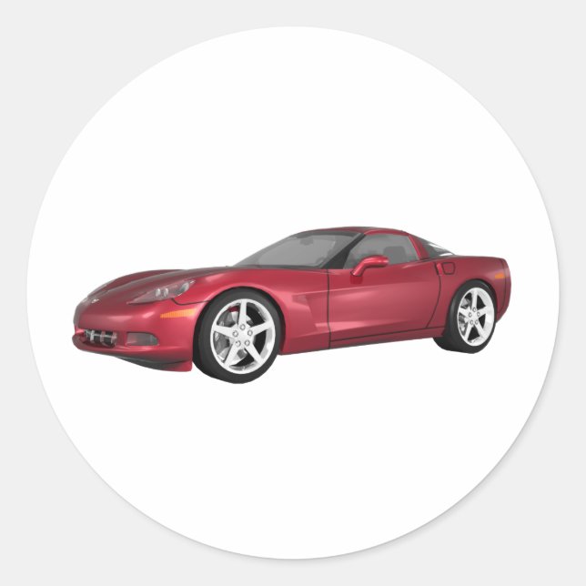 2008 Corvette: Sports Car: Candy Apple Finish: Classic Round Sticker (Front)