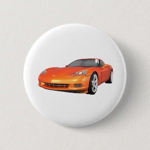 2008 Corvette: Sports Car: Orange Finish: 6 Cm Round Badge