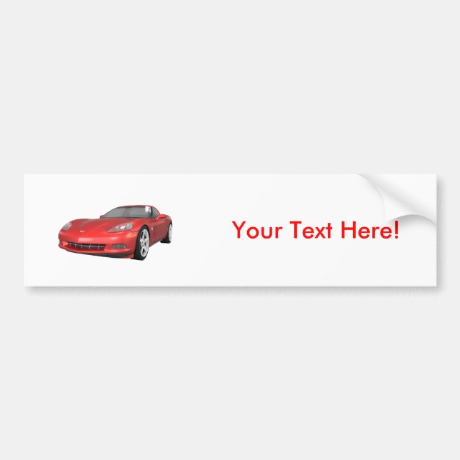 2008 Corvette: Sports Car: Red Finish: Bumper Sticker (Front)