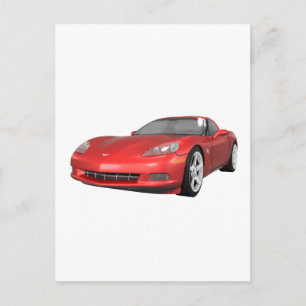 2008 Corvette: Sports Car: Red Finish: Postcard