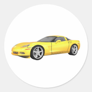2008 Corvette: Sports Car: Yellow Finish: Classic Round Sticker