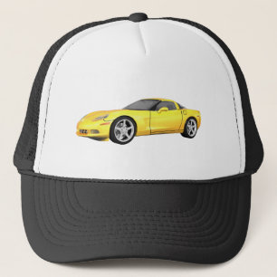 2008 Corvette: Sports Car: Yellow Finish: Trucker Hat