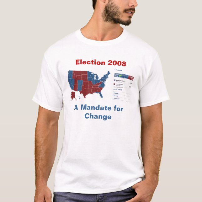 2008 Electoral Map T-Shirt: A Mandate for Change T-Shirt (Front)