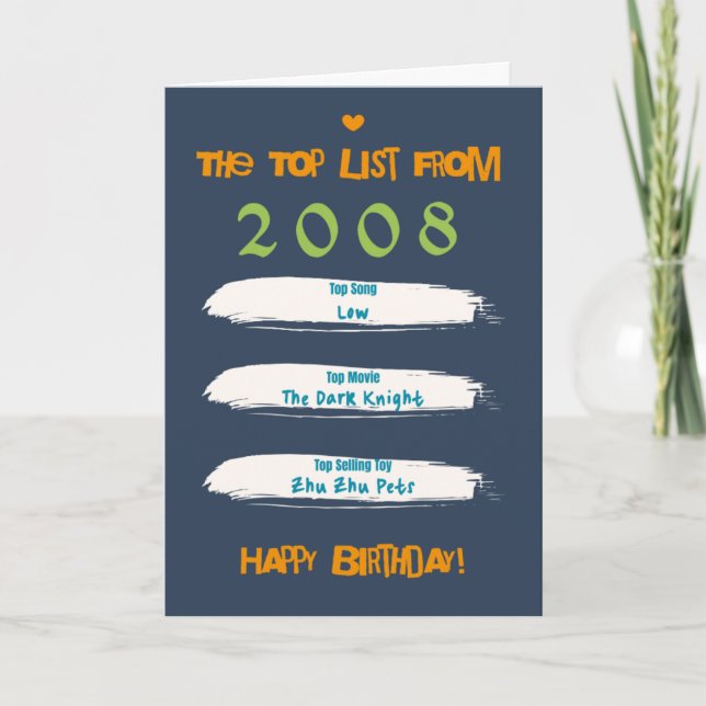 2008 Top List Birthday Card (Front)