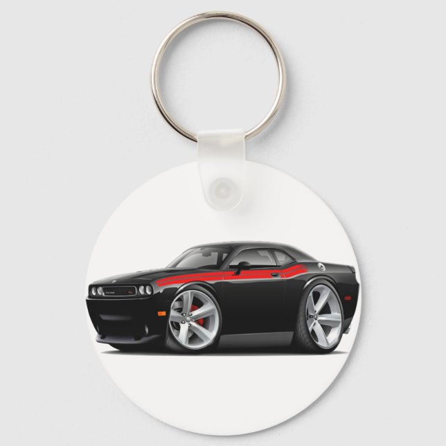 2009-11 Challenger RT Black-Red Car Key Ring (Front)