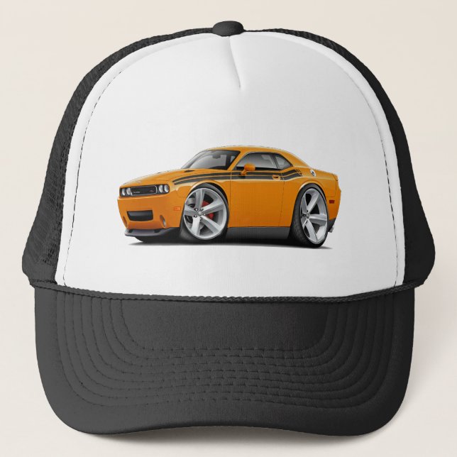 2009-11 Challenger RT Orange-Black Car Trucker Hat (Front)