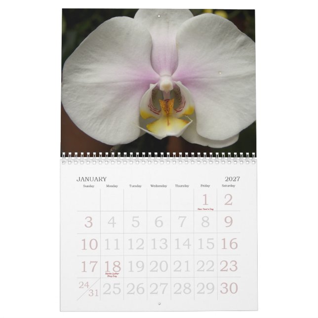 2009 Flowers Calendar (Jan 2027)