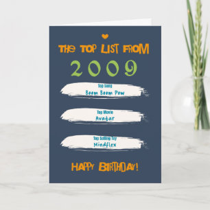 2009 Top List Birthday Card