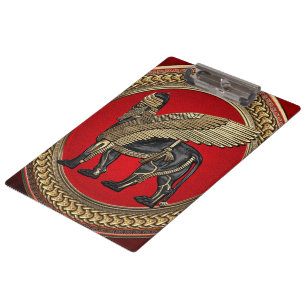 [200] Assyrian Winged Lion: Gold & Black Lamassu Clipboard