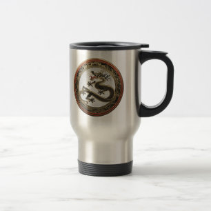 [200] Black and Gold Sacred Eastern Dragon Travel Mug