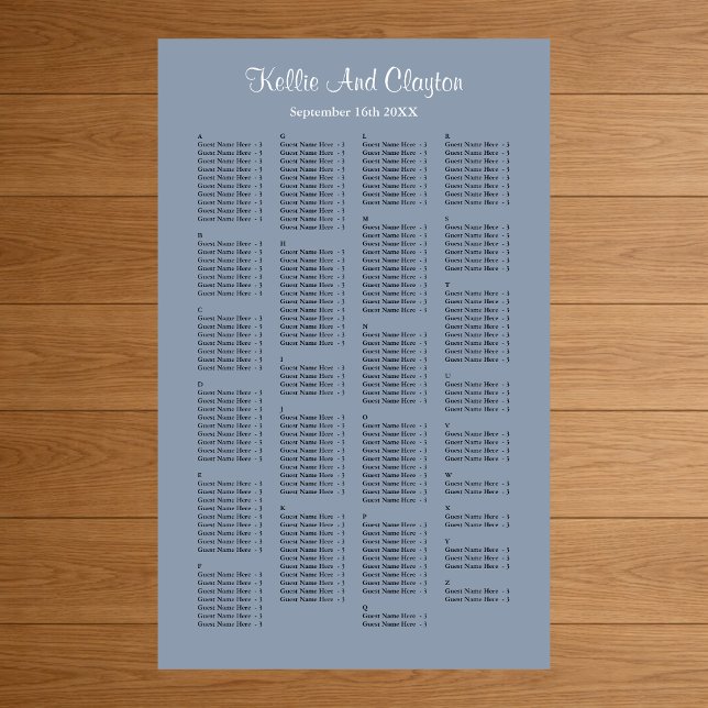 200 Blue Simple Wedding Seating Chart (Creator Uploaded)