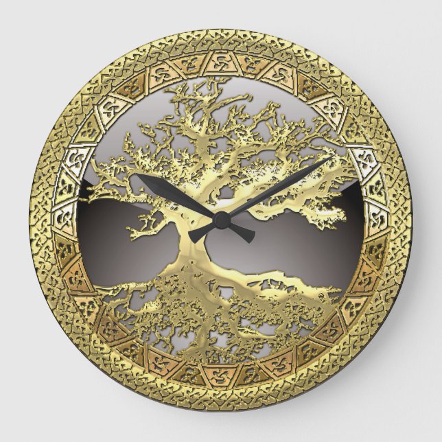 [200] Celtic Tree of Life [Gold] Large Clock (Front)