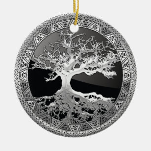 [200] Celtic Tree of Life [Silver] Ceramic Tree Decoration