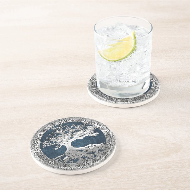 [200] Celtic Tree of Life [Silver] Coaster (Side)