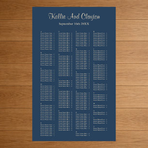 200 Classic Blue Simple Wedding Seating Chart