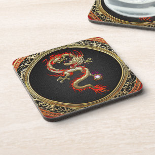 [200] Golden Chinese Dragon Fucanglong Coaster