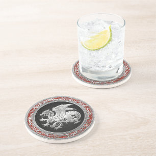[200] Icelandic Dragon, Landvættir [Silver] Coaster