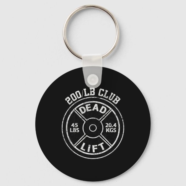200 Lbs Pound Dead Lift Club Gym Weightlifting Pow Key Ring (Front)