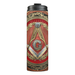 [200] Master Mason - Gold Square & Compasses Thermal Tumbler