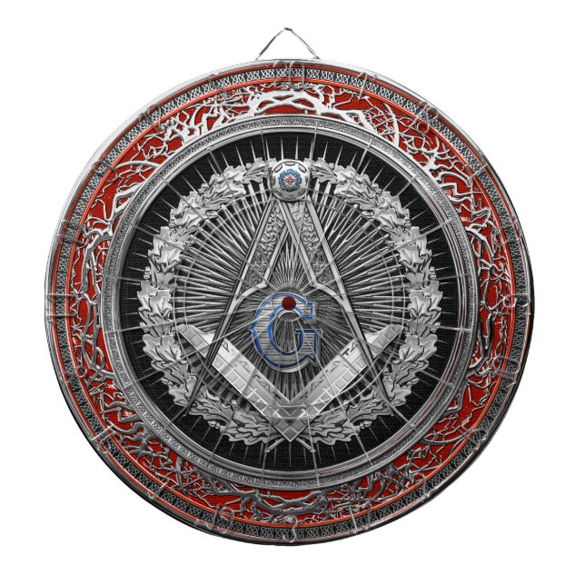 [200] Master Mason - Silver Square & Compasses Dartboard (Front)