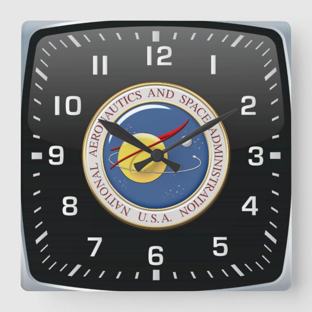 [200] NASA Emblem [3D] Square Wall Clock (Front)