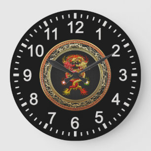 [200] Red and Yellow Dragons Large Clock