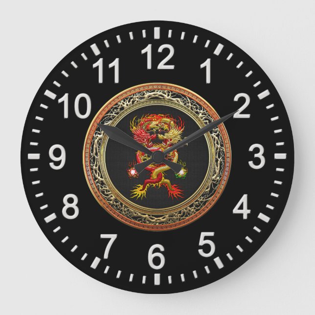 [200] Red and Yellow Dragons Large Clock (Front)