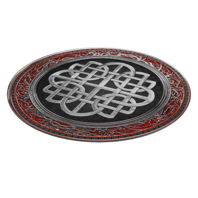 [200] Sacred Celtic Silver Knot Cross Cutting Board (Corner)