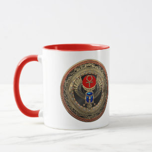 [200] Sacred Gold Egyptian Winged Scarab with Ankh Mug