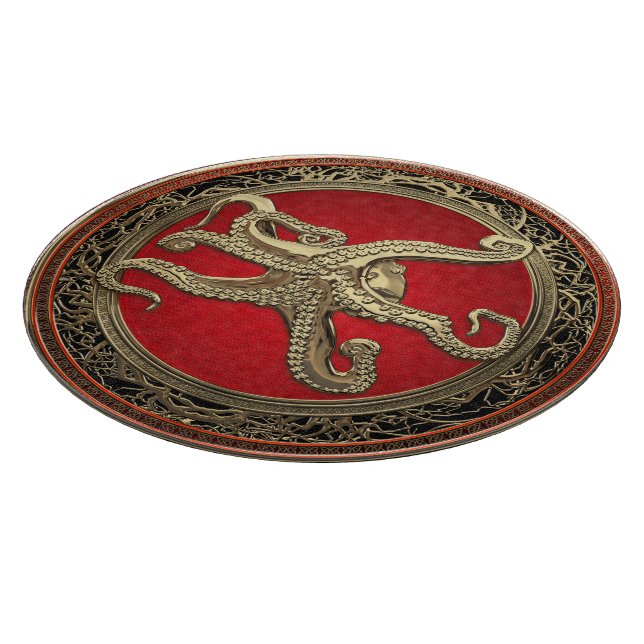 [200] Sacred Gold Octopus in Defensive Posture Cutting Board (Corner)