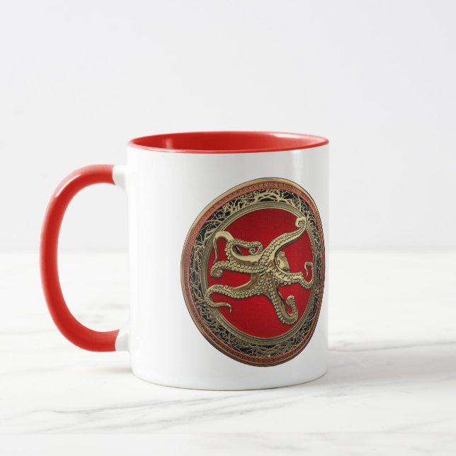 [200] Sacred Gold Octopus in Defensive Posture Mug (Left)