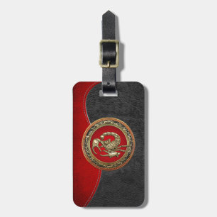 [200] Sacred Golden Scorpion on Red Luggage Tag