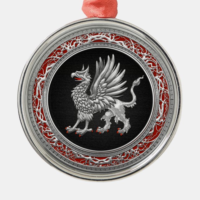 [200] Sacred Silver Griffin Metal Tree Decoration (Front)