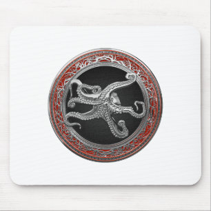 [200] Sacred Silver Octopus in Defensive Posture Mouse Pad