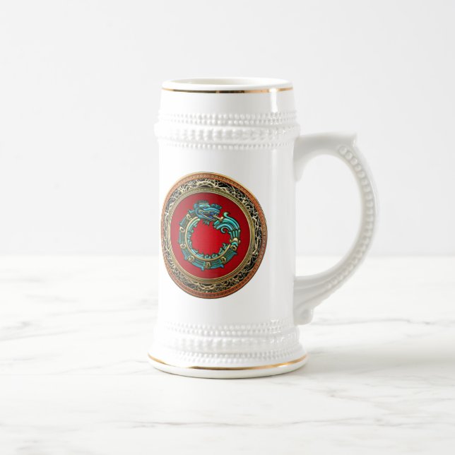 [200] Serpent God Quetzalcoatl [Jade] Beer Stein (Right)