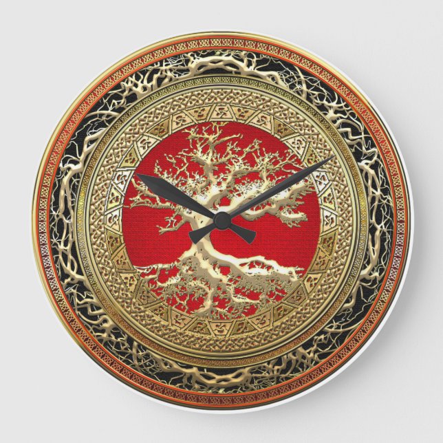 [200] Treasure Trove: Celtic Tree of Life [Gold] Large Clock (Front)