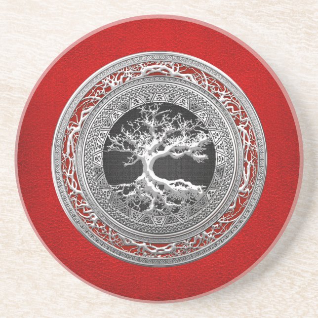 [200] Treasure Trove: Celtic Tree of Life [Silver] Coaster (Front)