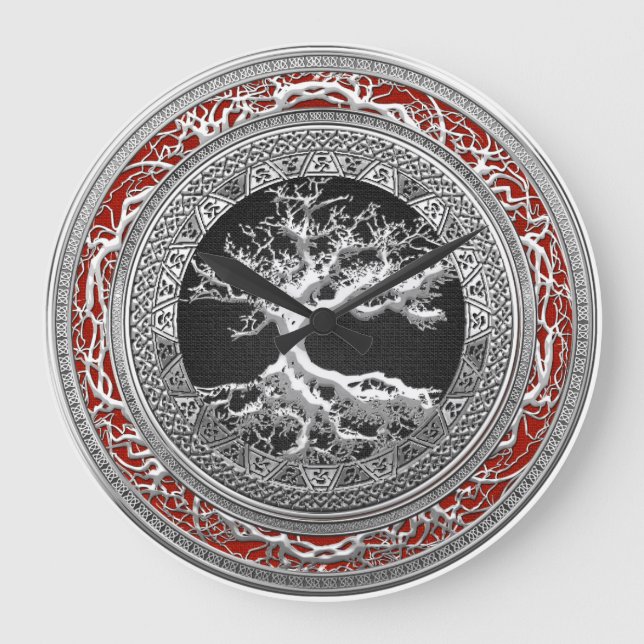 [200] Treasure Trove: Celtic Tree of Life [Silver] Large Clock (Front)