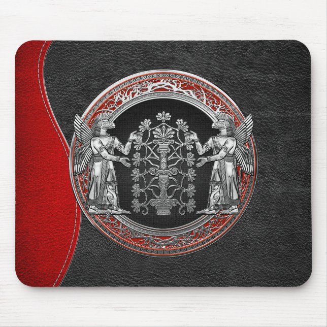 [200] Two Silver Ninurtas with Tree of Life Mouse Pad (Front)