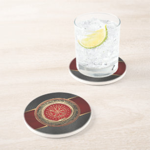 [200] Vegvisir - Viking Gold Magic Runic Compass Coaster