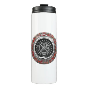 [200] Vegvisir - Viking Silver Magic Runic Compass Thermal Tumbler