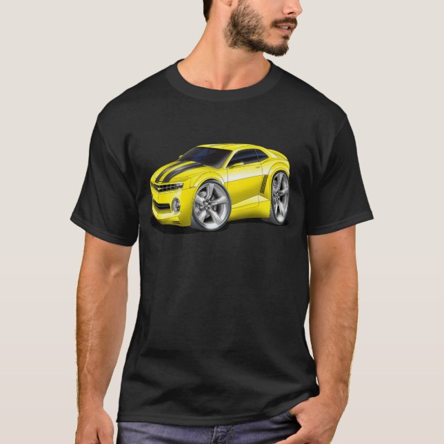 2010-11 Camaro Yellow-Black Car T-Shirt (Front)