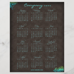2010 Calendar floral blue green brown flyer