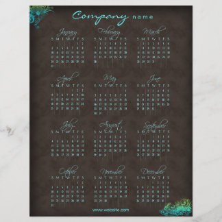 2010 Calendar floral blue green brown flyer