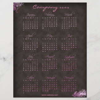 2010 Calendar floral pink brown flyer