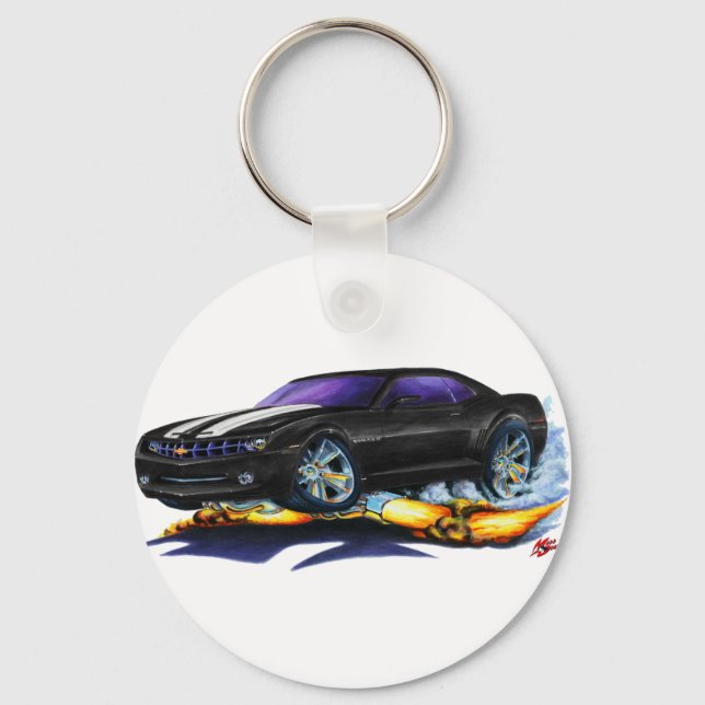 2010 Camaro Black-White Car Key Ring (Front)