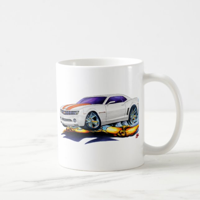 2010 Camaro White-Orange Car Coffee Mug (Right)