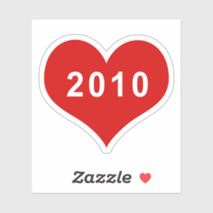 2010 Red Love Heart Vinyl Sticker