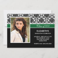 2011 Black Damask Photo Graduation Invitation