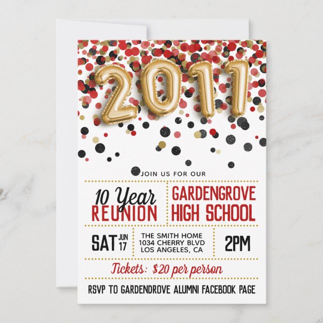 2011 High School College Reunion Invitation (Front)